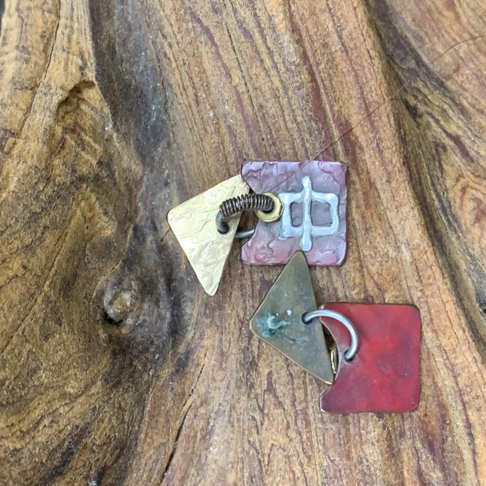 Metal Gold/Silver Dangle Earring - Picture 3 of 3